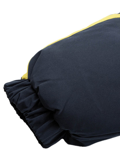 Jersey Stand Collar Embroidered Quilted Puffer Jacket 