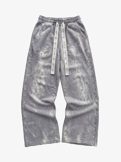 Distressed Rhinestone Sweatpants