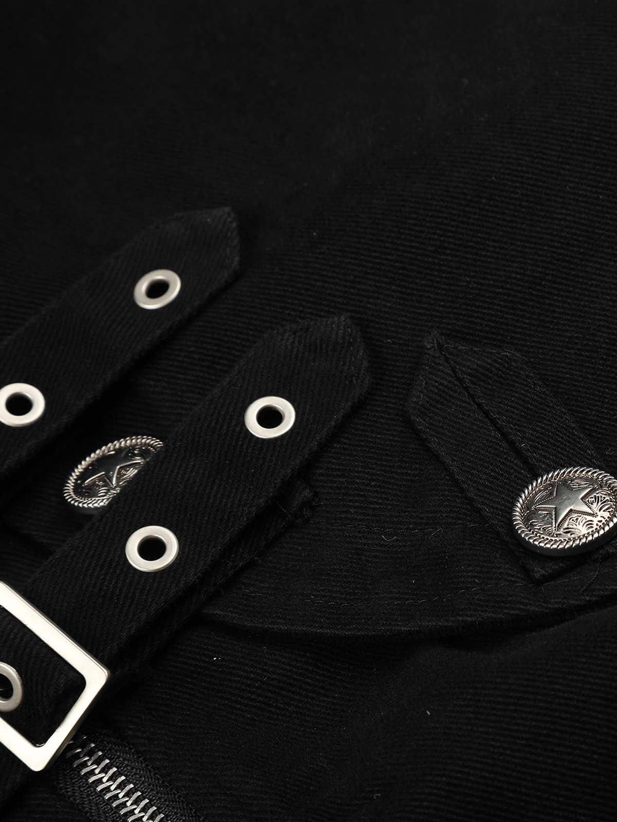 Metal Buckle Stand-Collar Cropped Utility Jacket