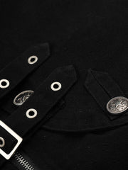 Metal Buckle Stand-Collar Cropped Utility Jacket