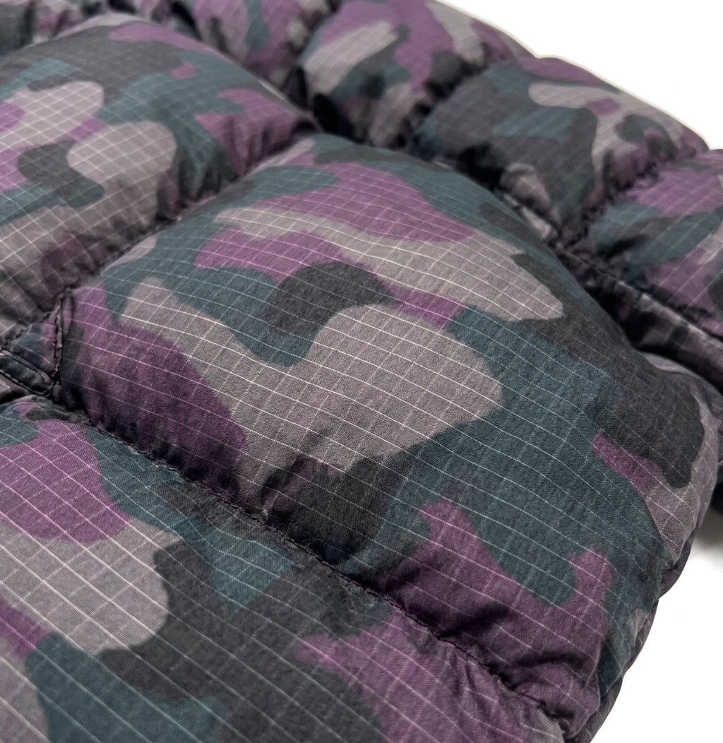 Purple Plaid Camo Puffer Coat