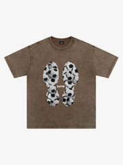 Soccer Ball Footprint Graphic T-Shirt 
