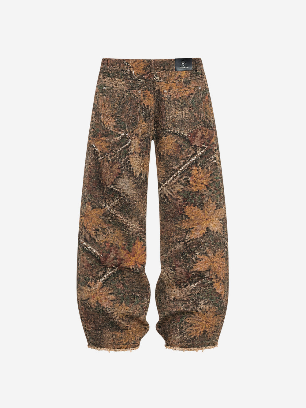 Maple Leaf Embroidered 3D Graphic Baggy Pants