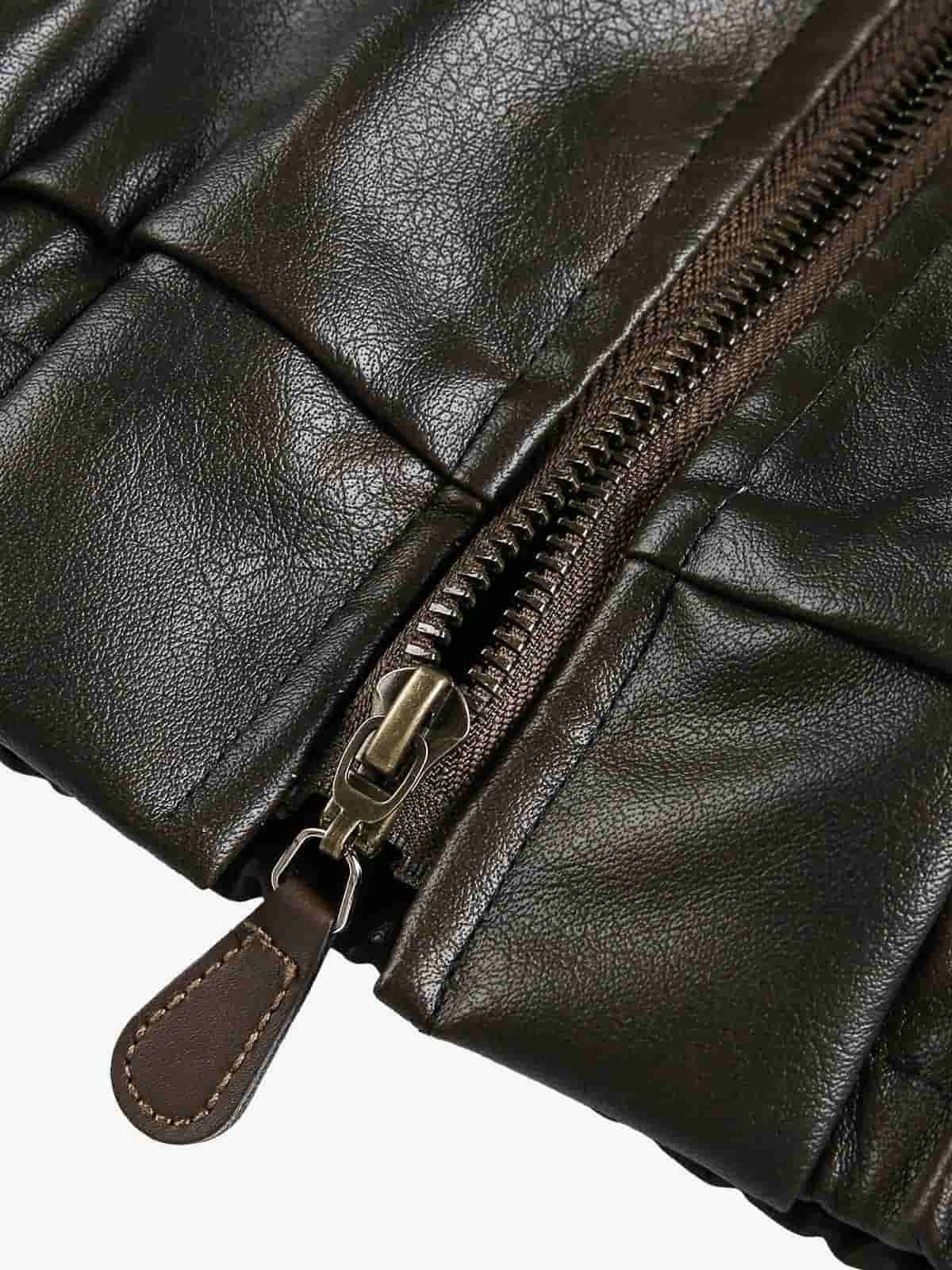 Thesupermade American Retro PU Leather Stand Collar Workwear Motorcycle Vest 