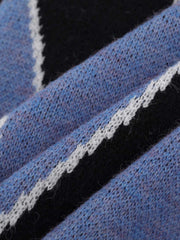 Contrast Panel Embroidered Polo Knit Sweater