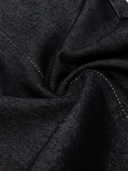 Stylish High-Waisted Denim Trousers with Beaded Drawstring Detail 