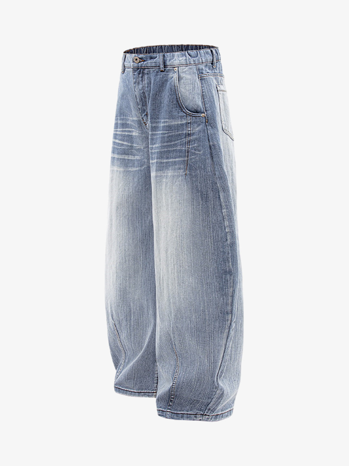 Wide-Leg Denim Trousers with Distressed Details for Women 