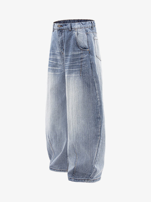 Wide-Leg Denim Trousers with Distressed Details for Women 