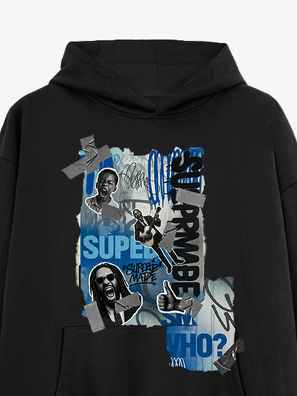 Supermade Graffiti Retro Hip-hop Hooded Sweatshirt 