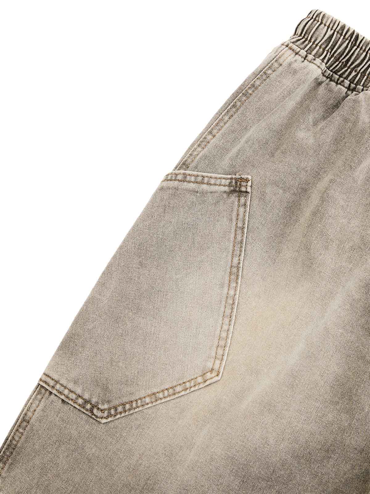 VINTAGE WASH DECONSTRUCTED DRAWSTRING DENIM SHORTS