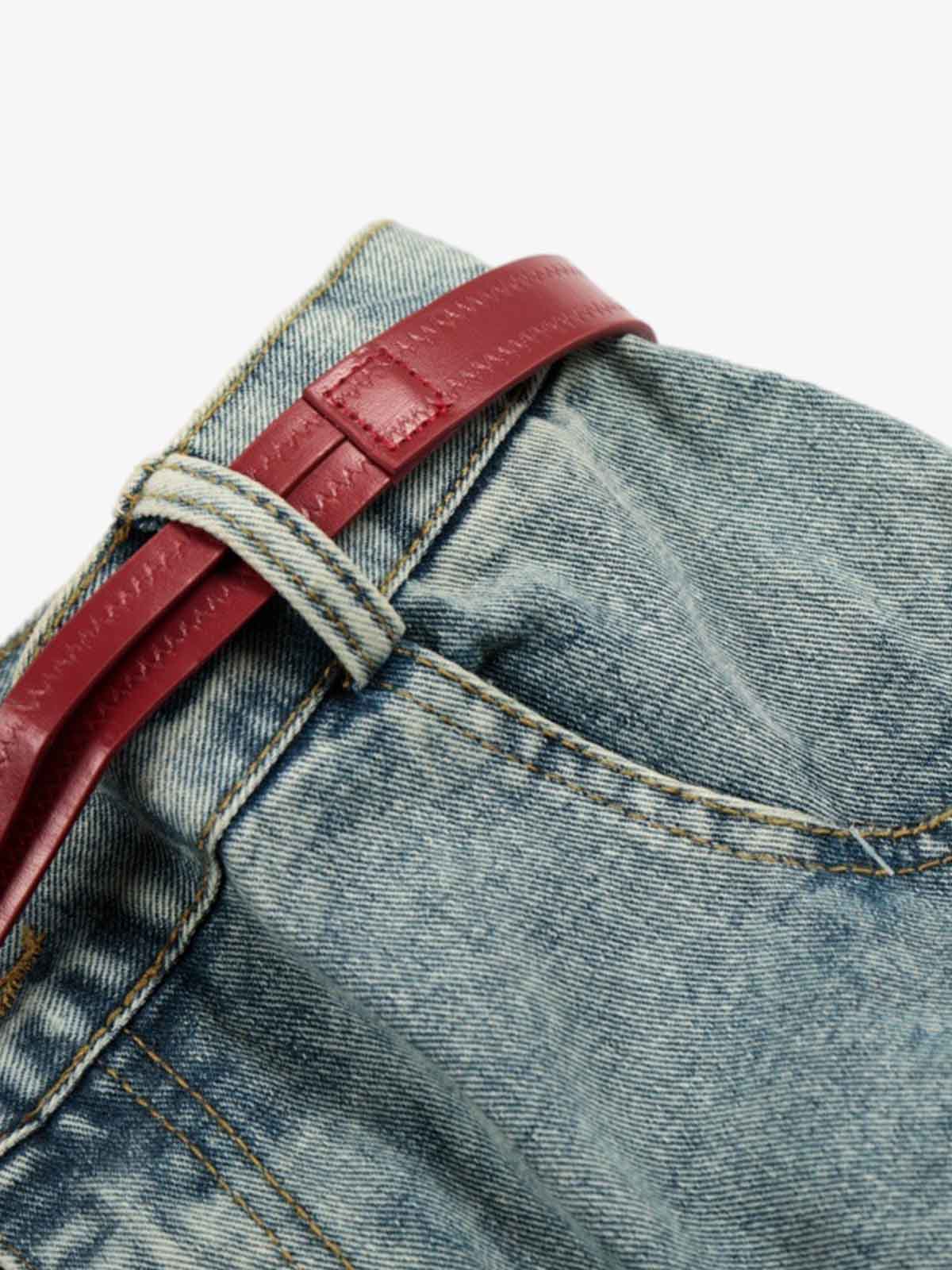 Vintage Paint-Splatter Scarf Tie Barrel Jeans