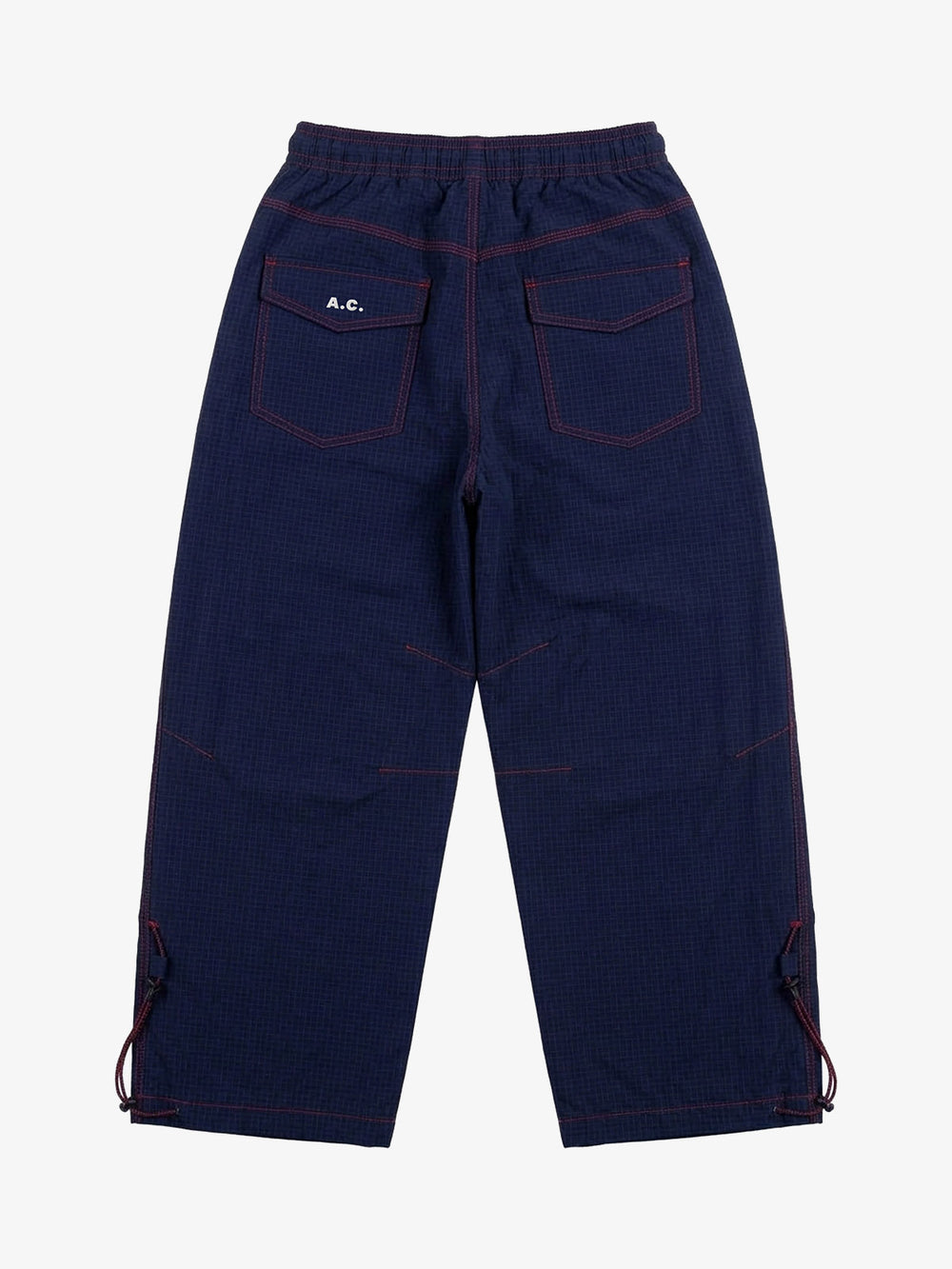 Contrast Stitch Curved-Leg Drawstring Pants