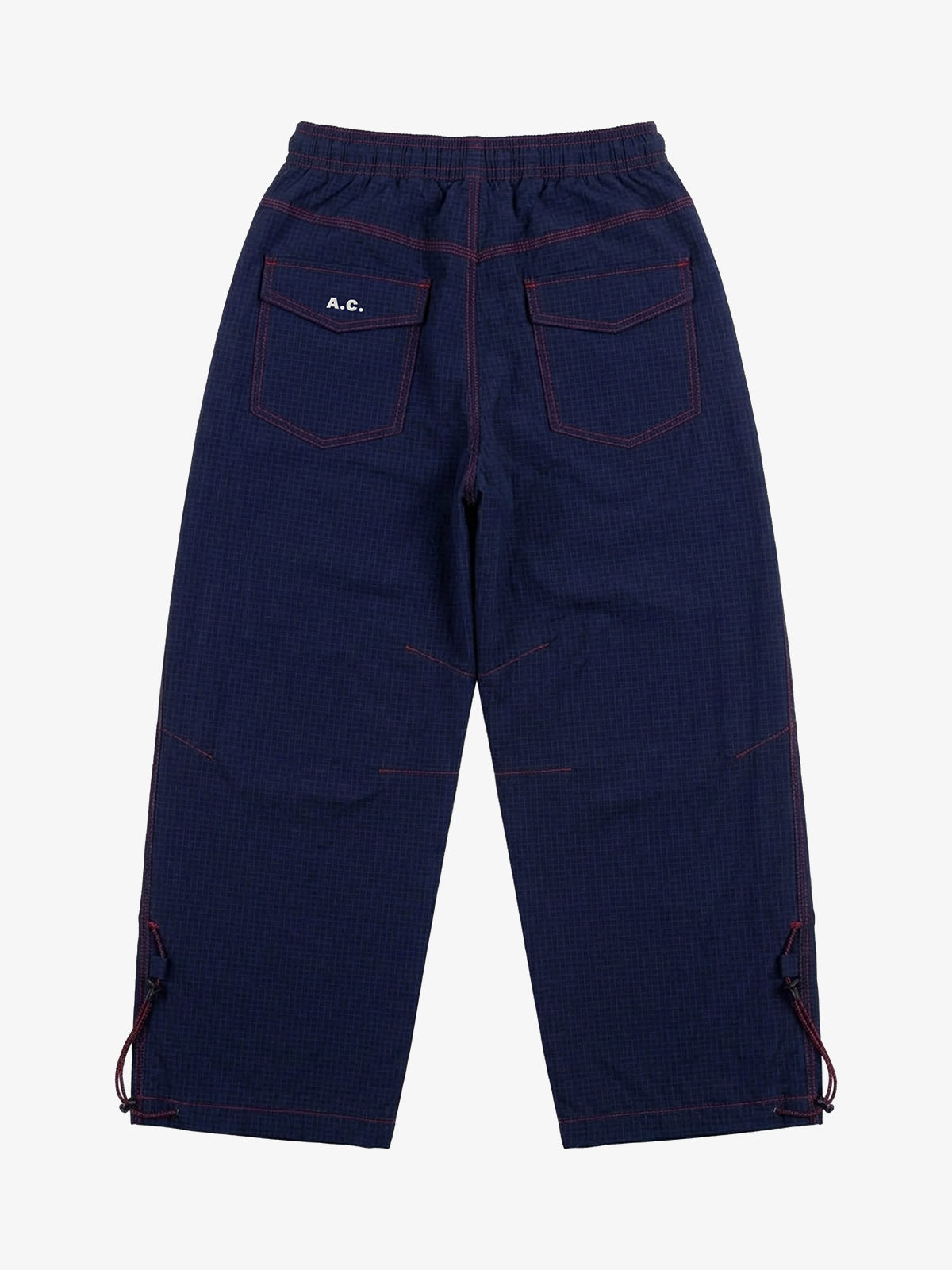 Contrast Stitch Curved-Leg Drawstring Pants