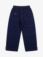 Contrast Stitch Curved-Leg Drawstring Pants