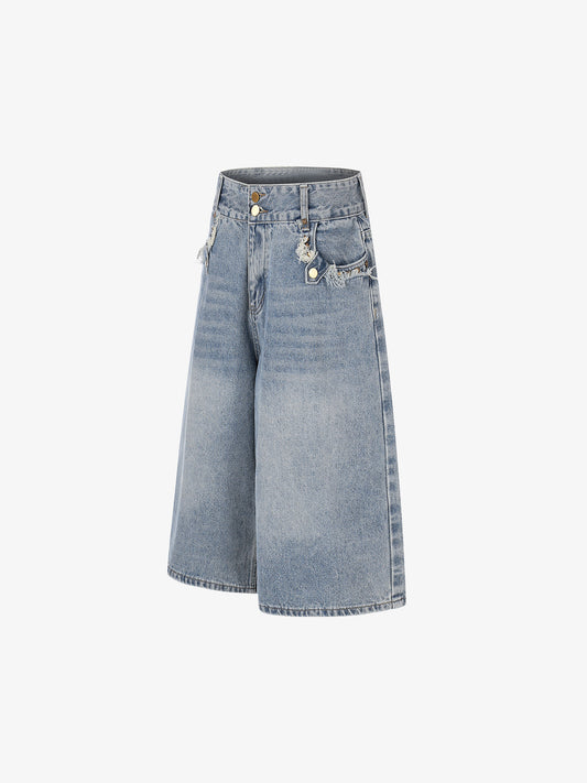 Studded Raw Edge Pocket Jorts