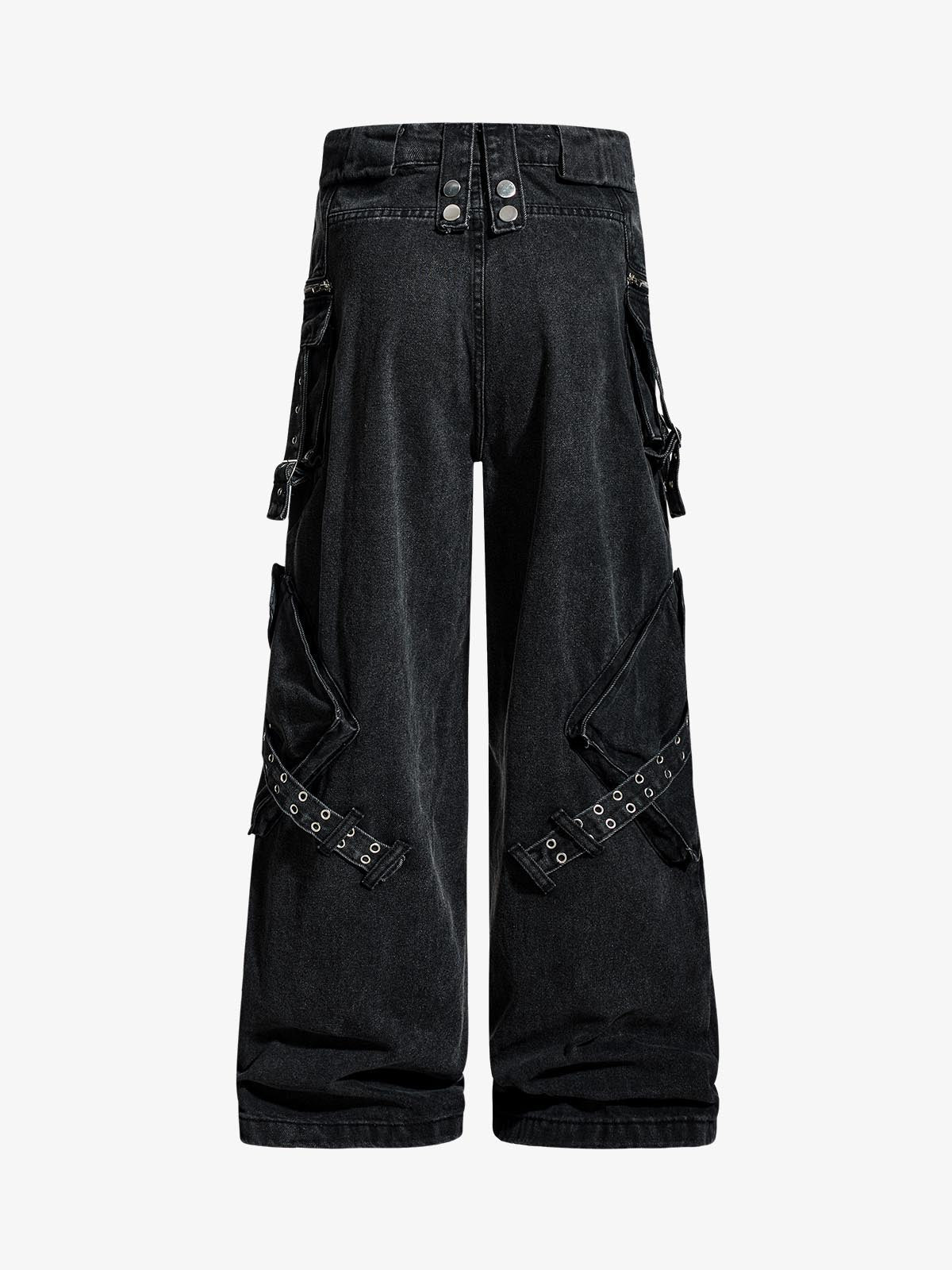 Punk Rivet Multi-Zip Metal Baggy Jeans 