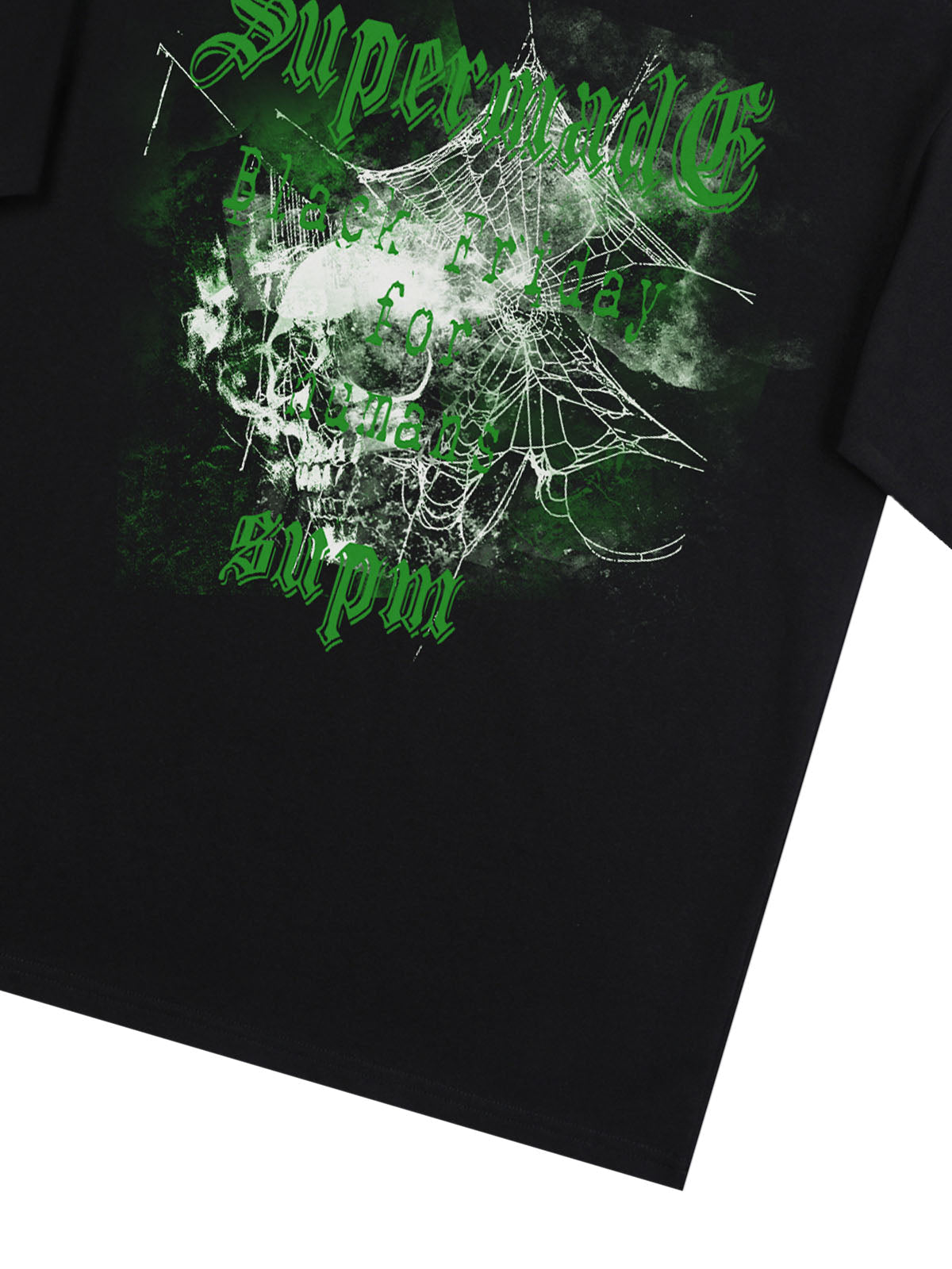 THE SUPERMADE Black Friday Gothic Skull Spiderweb Graphic T-Shirt 