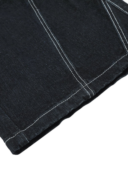 Deconstructed Multi-Pocket Cargo Straight Jeans 