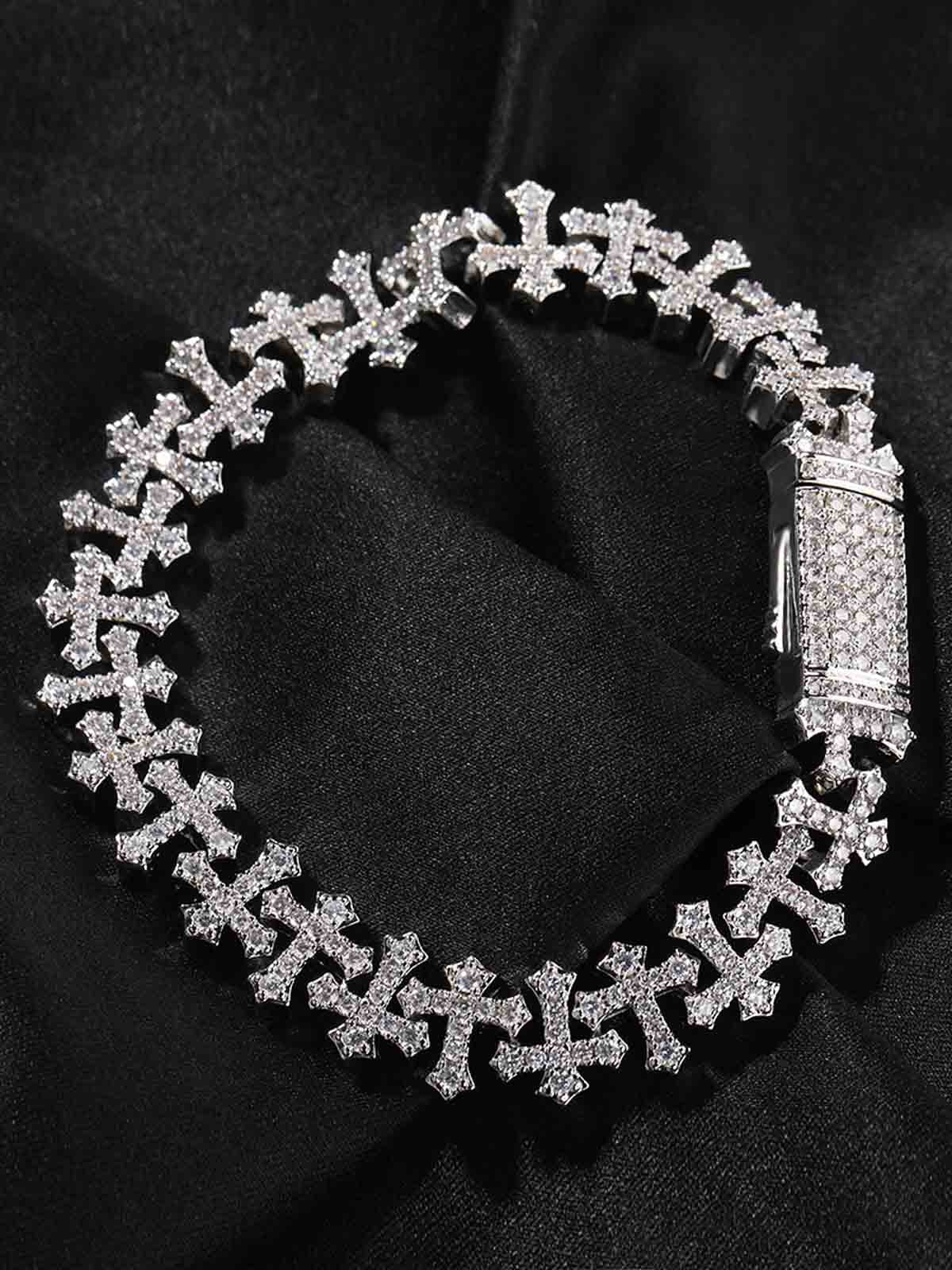 Cross Link Iced Bracelet 