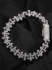Cross Link Iced Bracelet 