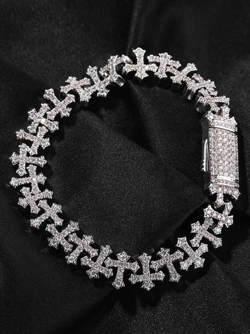 Cross Link Iced Bracelet 