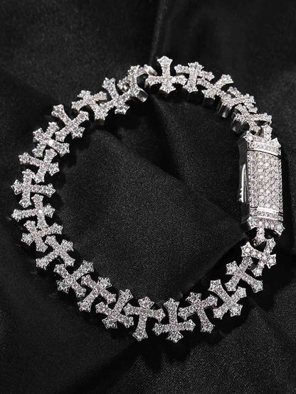 Cross Link Iced Bracelet 