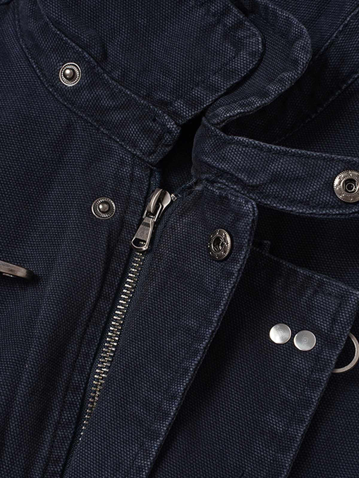 Distressed Metal Airplane-Buckle Work Jacket