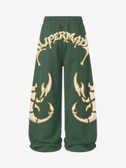 Scorpion Skeleton Terry Embroidered Wide-Leg Sweatpants