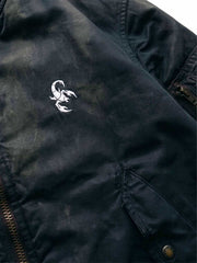 Scorpion Embroidered Washed Distressed Pilot Jacket