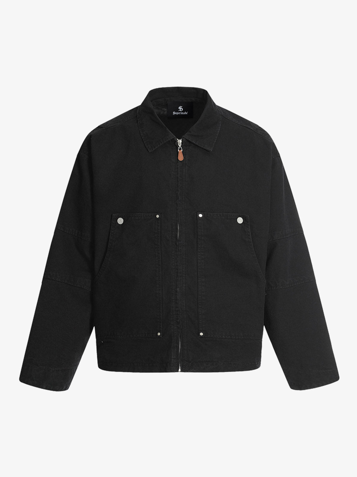Zip Front Shirt Collar Boxy Jacket