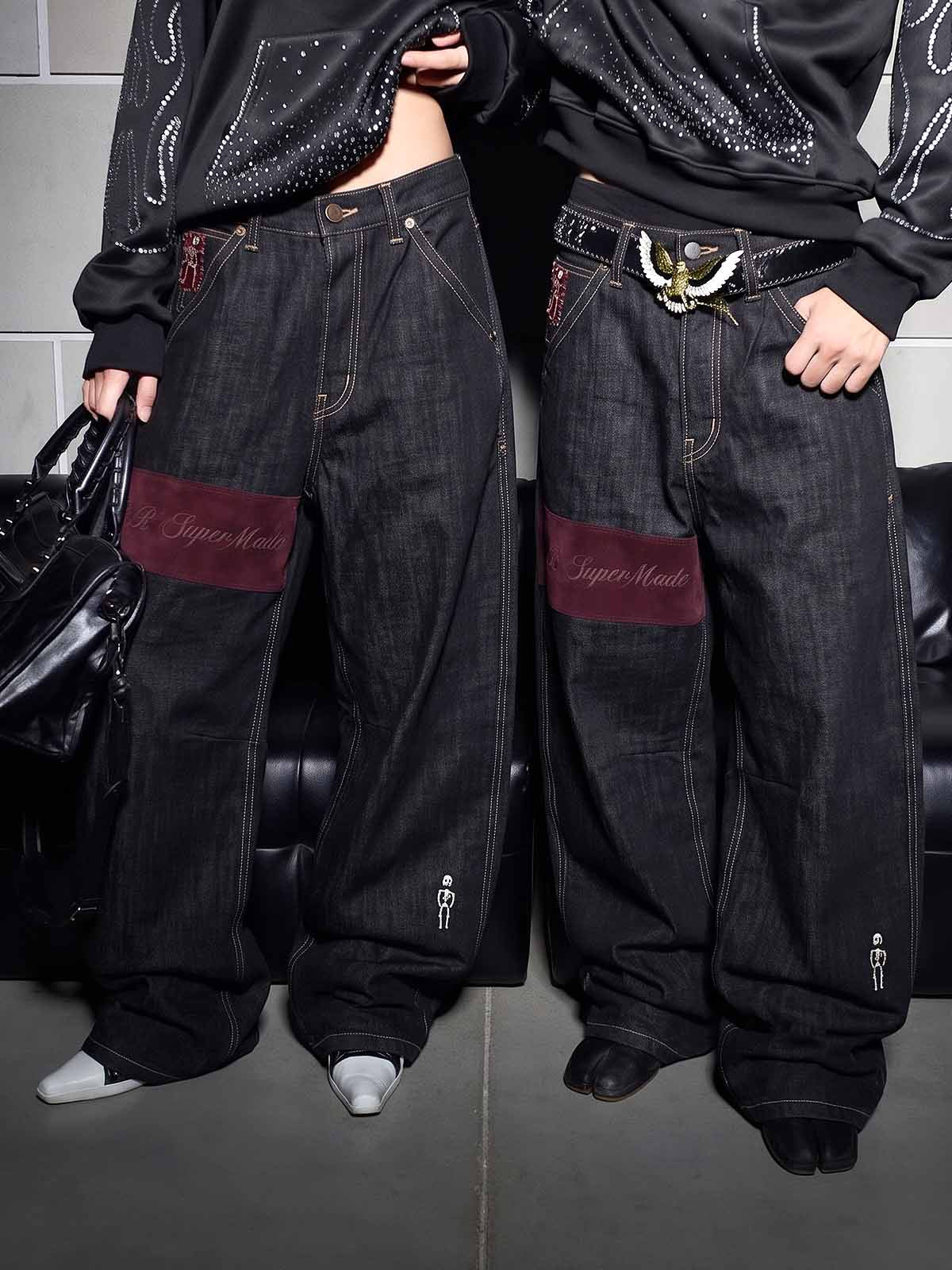 Pirate Skull Heavyweight Black Raw Denim Jeans