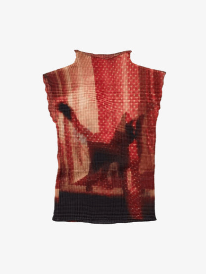 Graphic Waffle Stand-Collar Vests