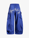 Script Graphic Baggy Parachute Cargo Pants