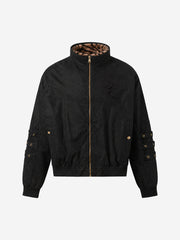 Studded Sleeve Stand-Collar Zip Jacket