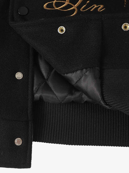 Gothic Gold Embroidered Varsity Jacket