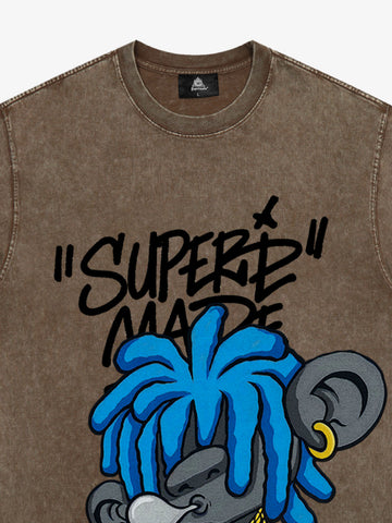 Thesupermade Graffiti Trend Blue Dreadlock Boy T-Shirt 