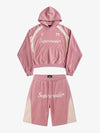 Letter Embroidered Color Block Suede Two-Piece Set