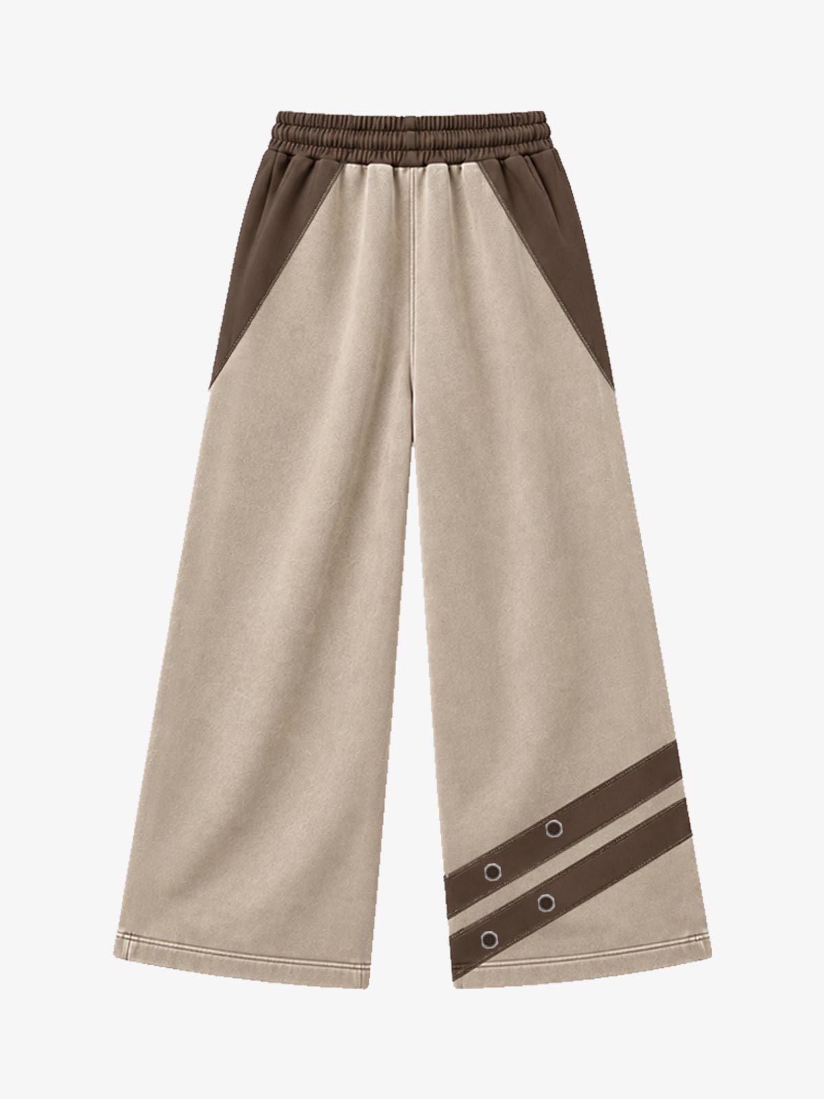 Contrast Panel Graphic Zip-Up Hoodie & Wide-Leg Sweatpants Set