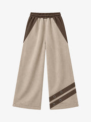Contrast Panel Graphic Zip-Up Hoodie & Wide-Leg Sweatpants Set