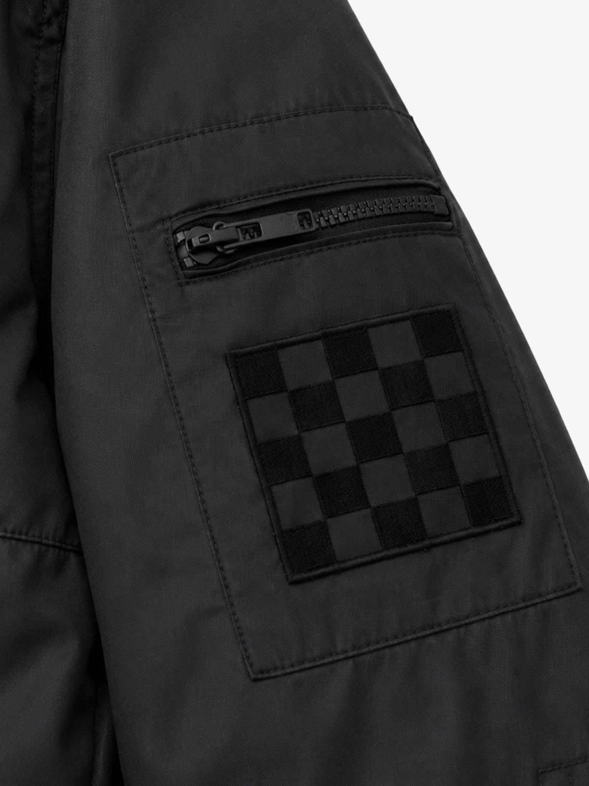 Patch Detail Glossy Stand-Collar Biker Jacket