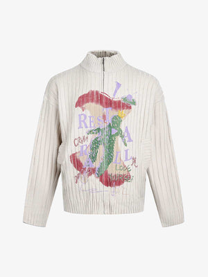Stylish Graphic Zip-Up Sweater for Casual Wear 