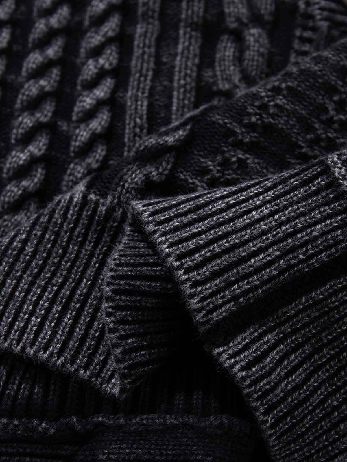 Cotton Blend Cable Knit Cardigan Sweater for Men - Classic Blue with Button Front and Ribbed Details 