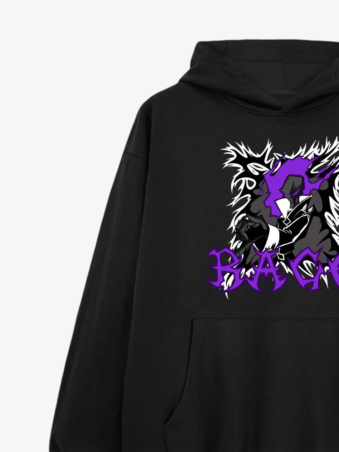 Black Hoodie With Purple Graphic Design 