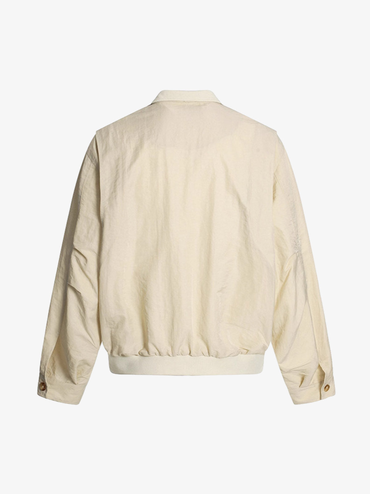 Utility Pleated Sleeve Fold-Over Collar Zip Up Jacket