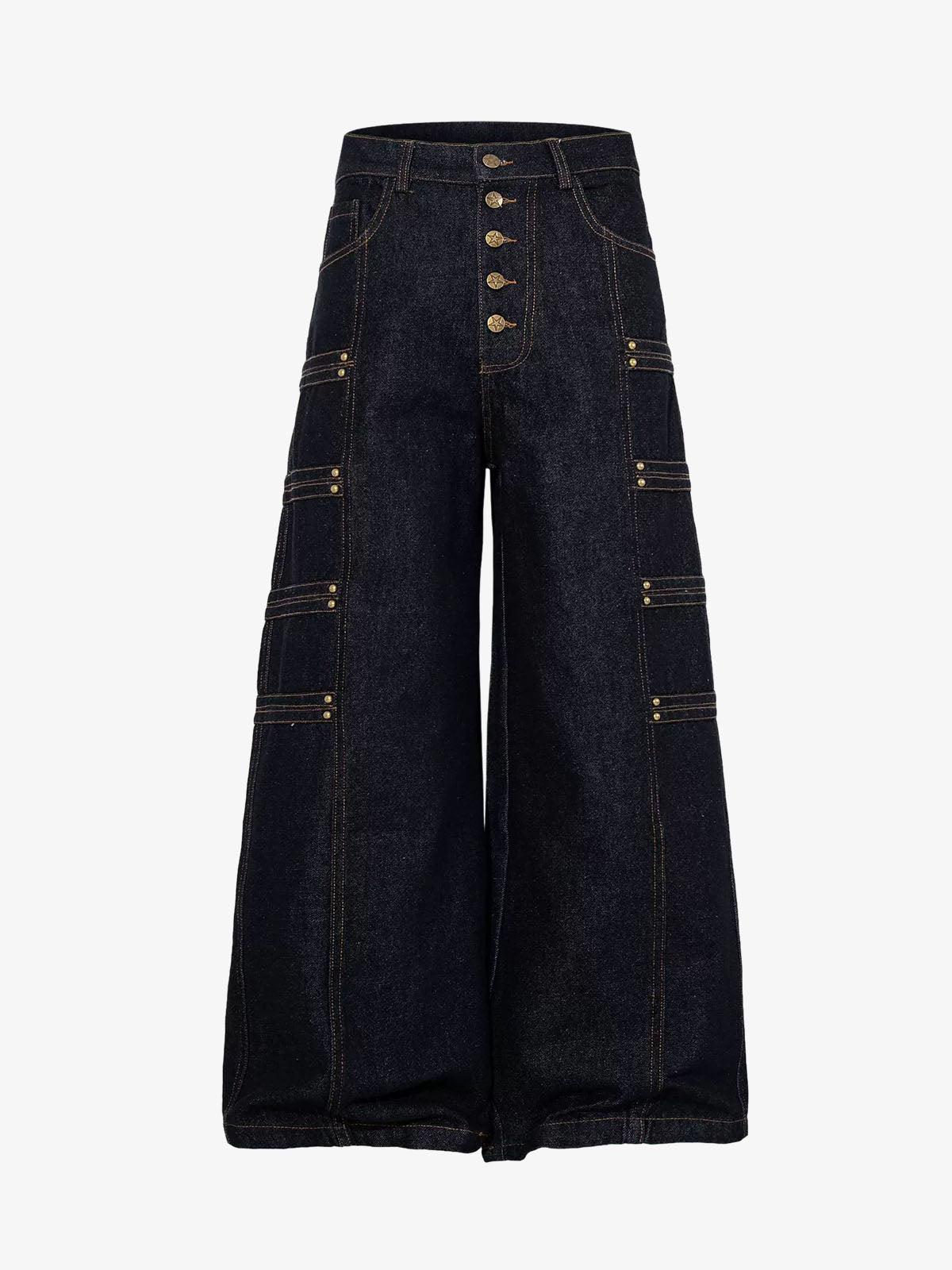 Napoleonic Studded Wide-Leg Jeans