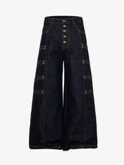 Napoleonic Studded Wide-Leg Jeans