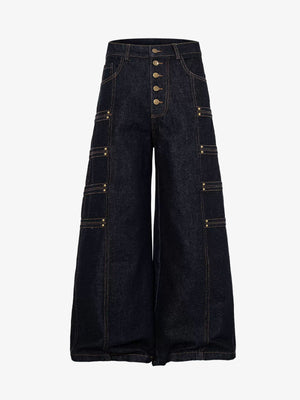 Napoleonic Studded Wide-Leg Jeans