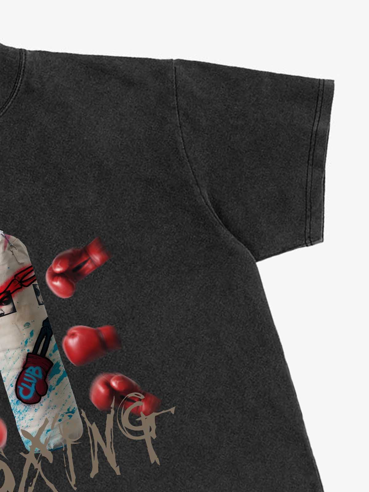 T-Shirt mit Boxmotiv im Used-Look