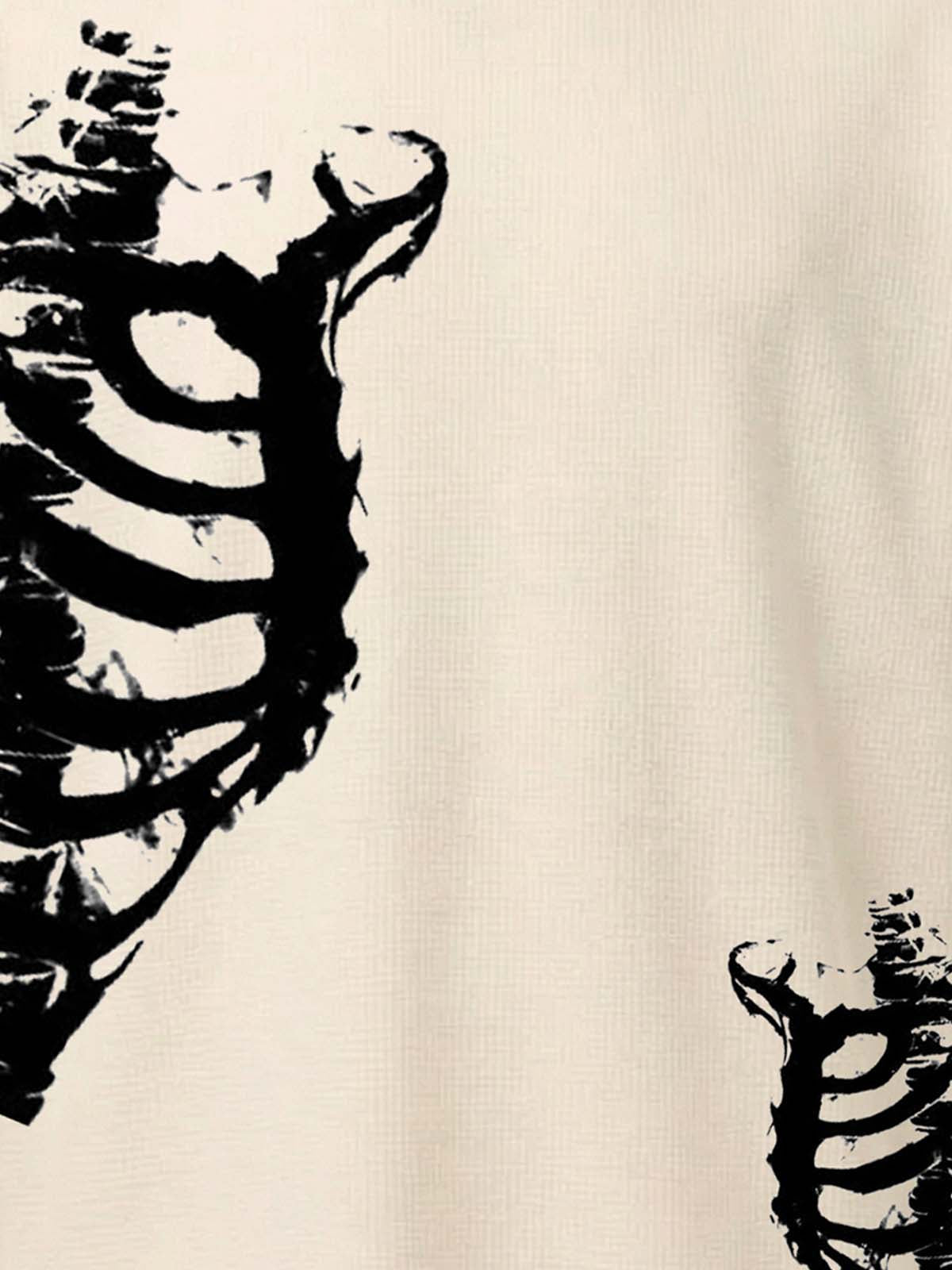 Asymmetric Skeleton Graphic Waffle T-Shirt 