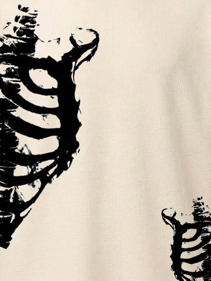 Asymmetric Skeleton Graphic Waffle T-Shirt